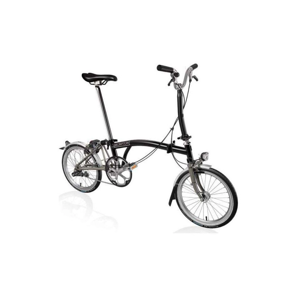 Bicicleta Brompton M6L Plat 50 Titanium CON LUZ 1 Bicicleta Brompton M6L Plat 50 Titanium CON LUZ